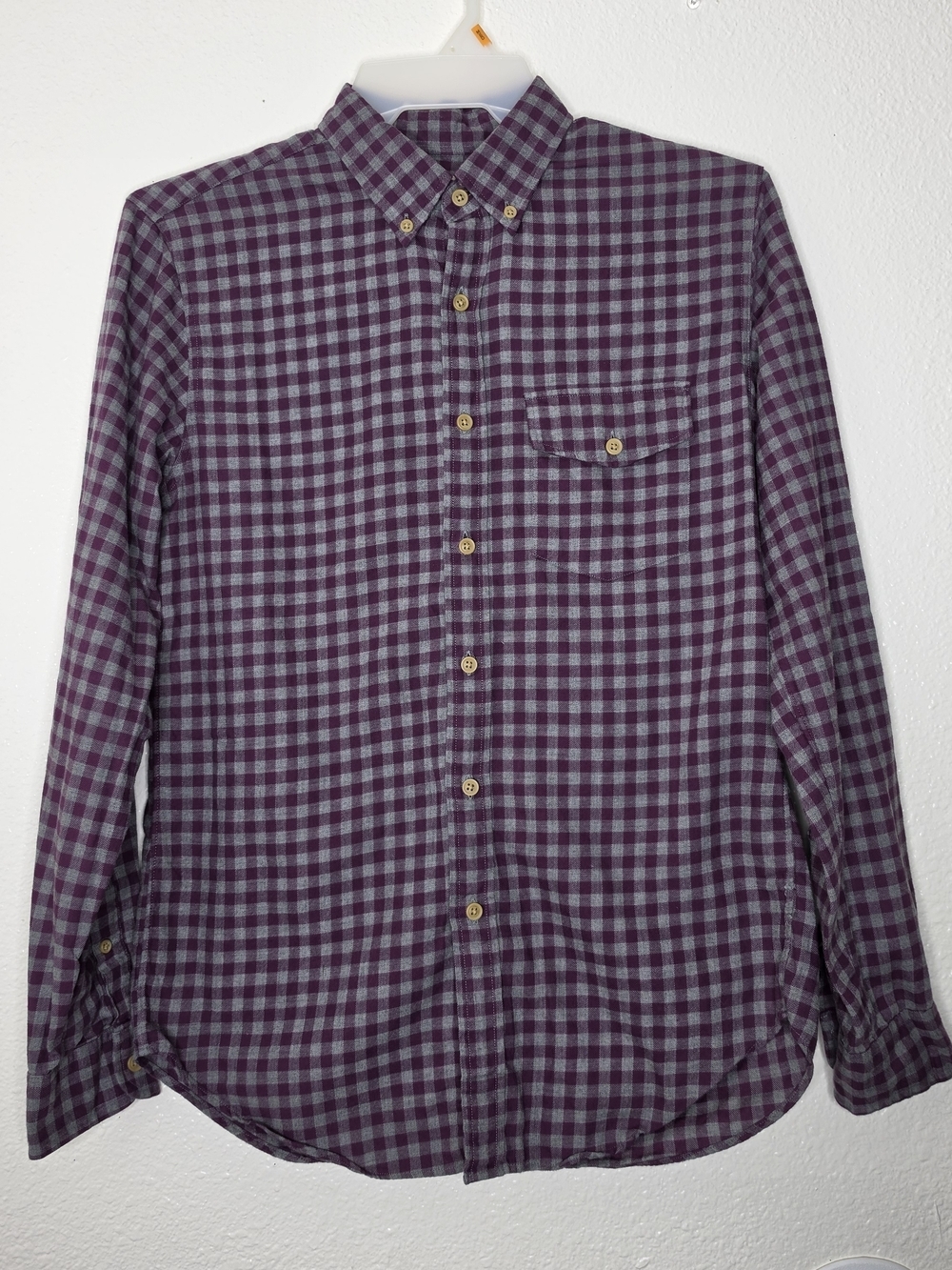 J.Crew Workshirt Button Down Plaid Purple Gray Small Soft Flannel Cotton